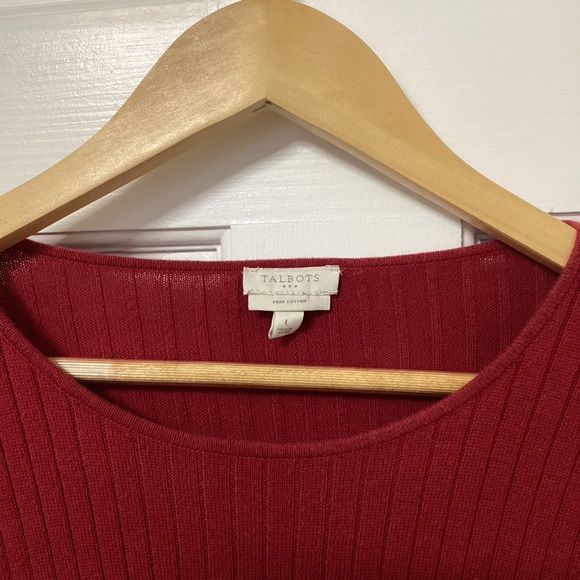 TALBOTS Red Ribbed Long Sleeve Top - Picture 3 of 6